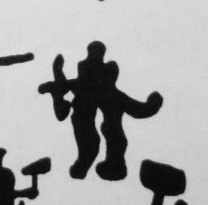 Fig. 3.: Bronze Age rock art from Kville Hundred, featuring a figure who carries a curved sword (adopted from Osgood 2000: 31).