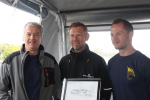 A happy team appeared at the press conference after the expedition. Some members featured here. From the left: Professor Jon Adams, who made the drawing in the picture,  Marcus Sandekjær (director of Blekinge Museum) and Rolf Warming (Combat Archaeology).